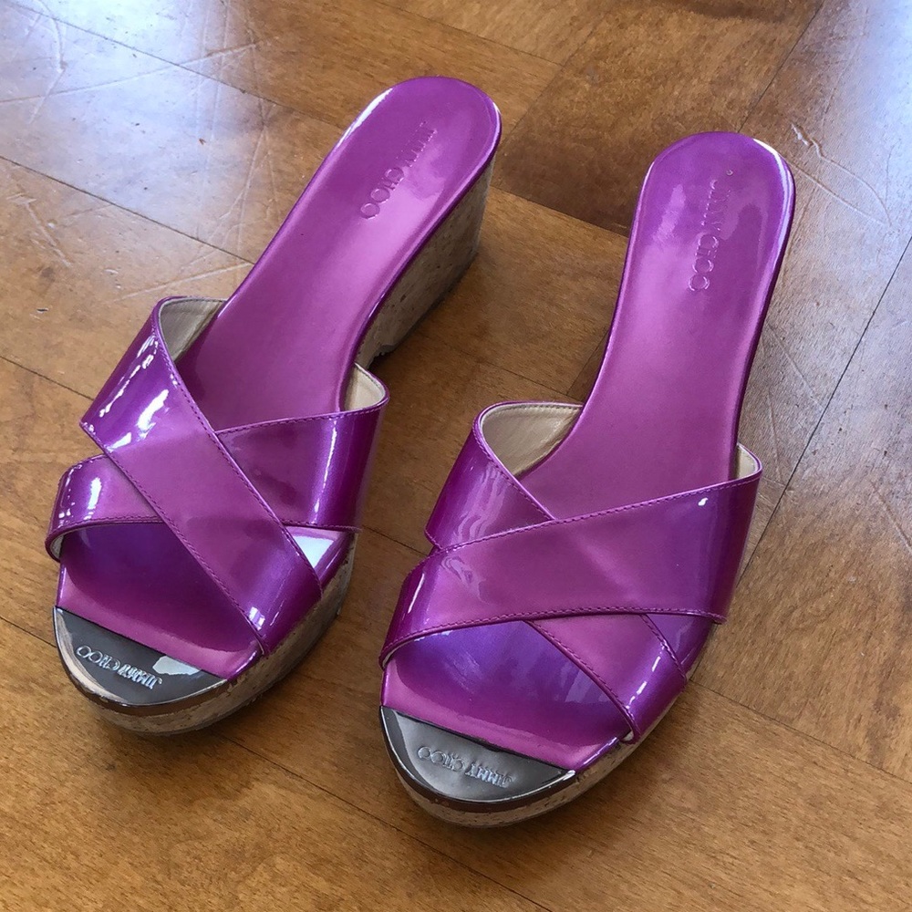 Jimmy Choo purple cork flatform/platform